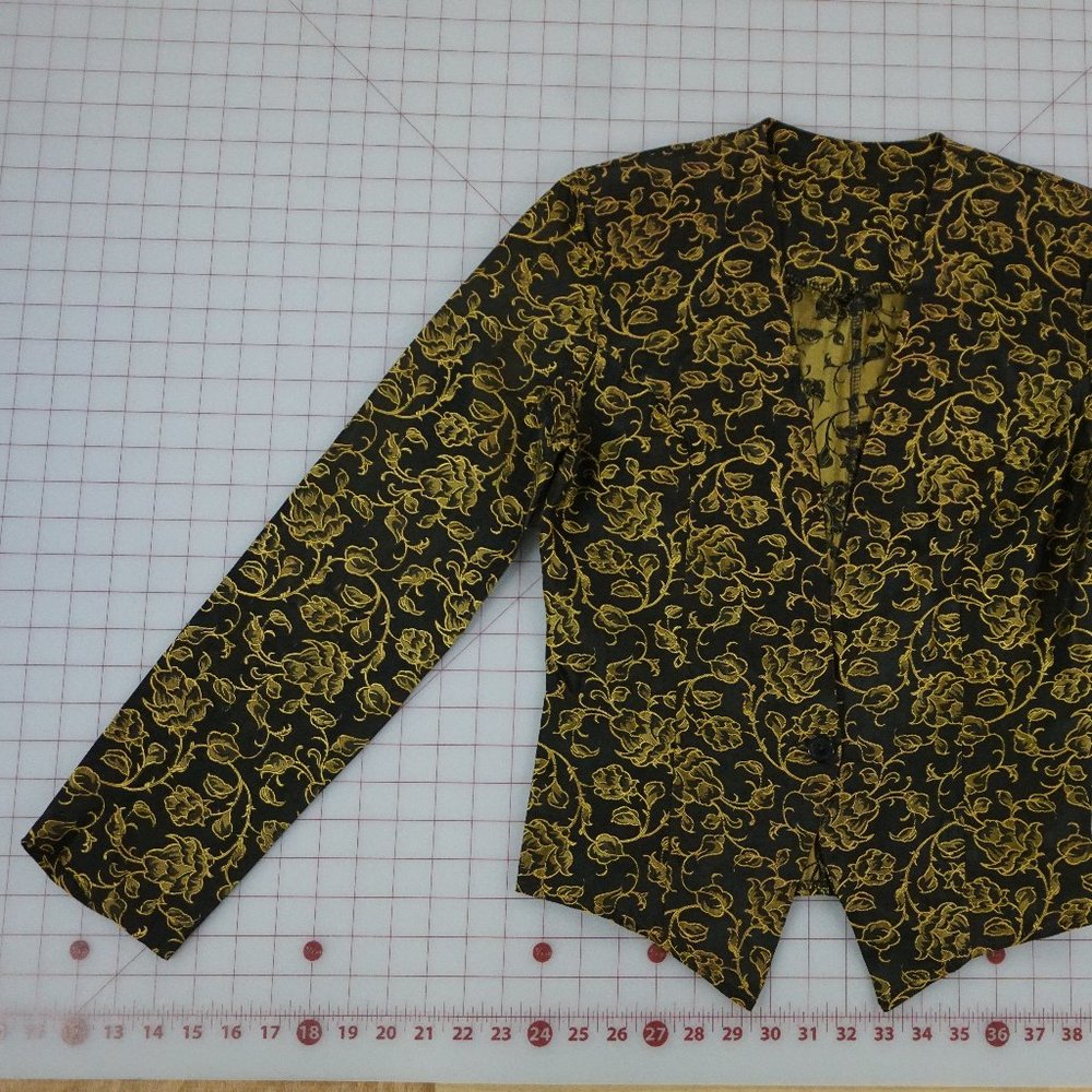 Vintage Early 80's Jacket Black & Gold Medium - Picture 6 of 9